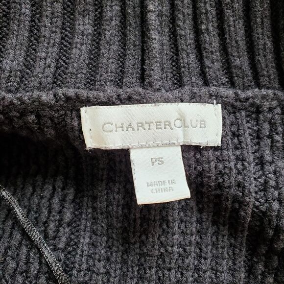 Charter Club Heavy Knit Black Cardigan Size PS - Picture 4 of 5